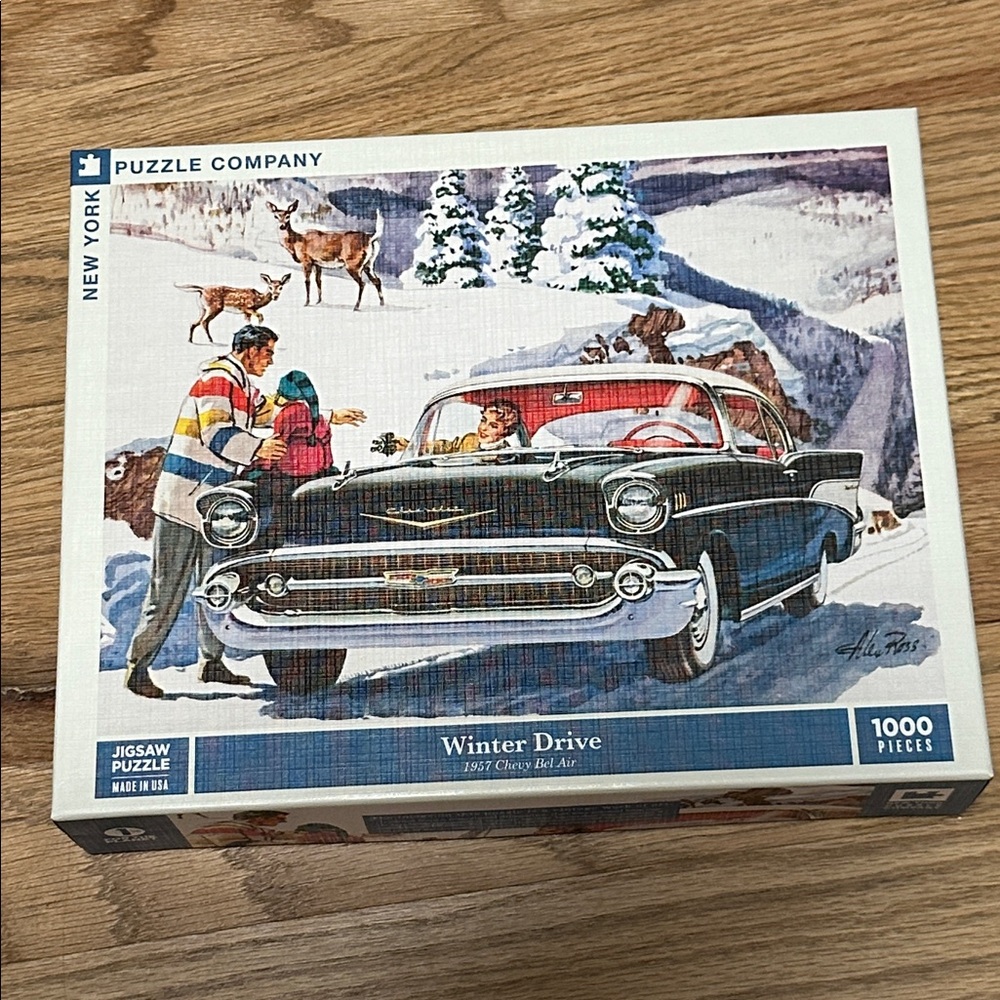 New York Puzzle Company Winter Drive 1000 piece Puzzle  *New in box